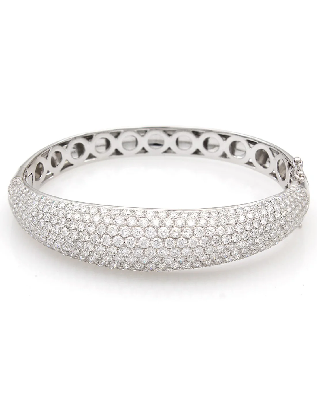Diamond Pave Dome Bangle Bracelet in Gold - Image 2