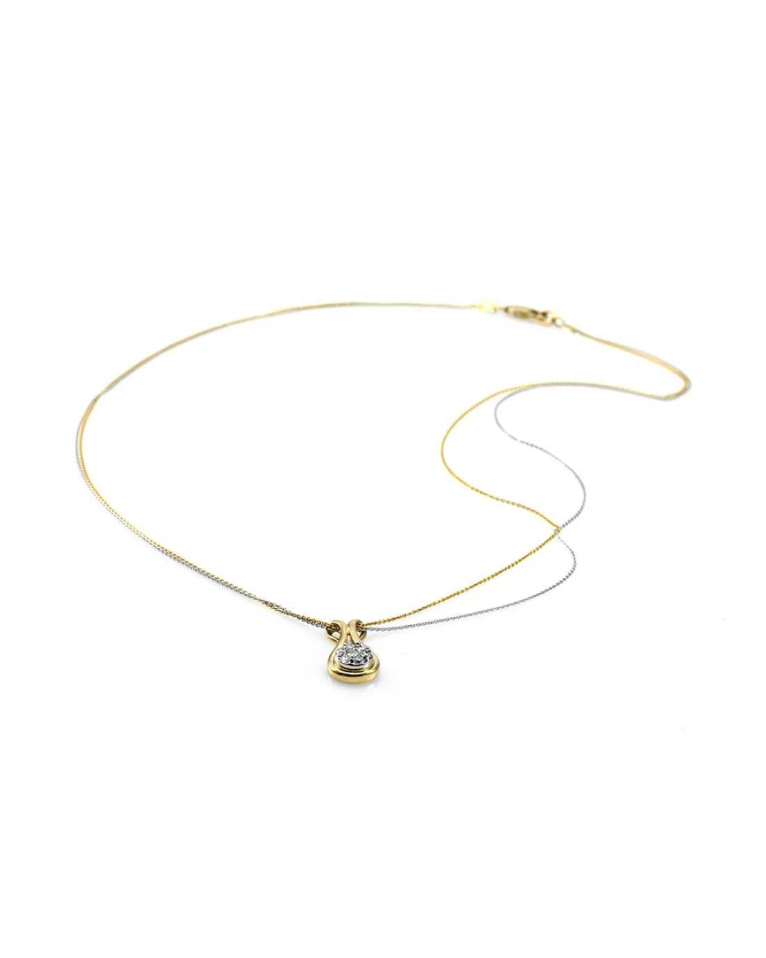 Diamond Pave Elongated Drop on Double Chain Necklace - Image 2
