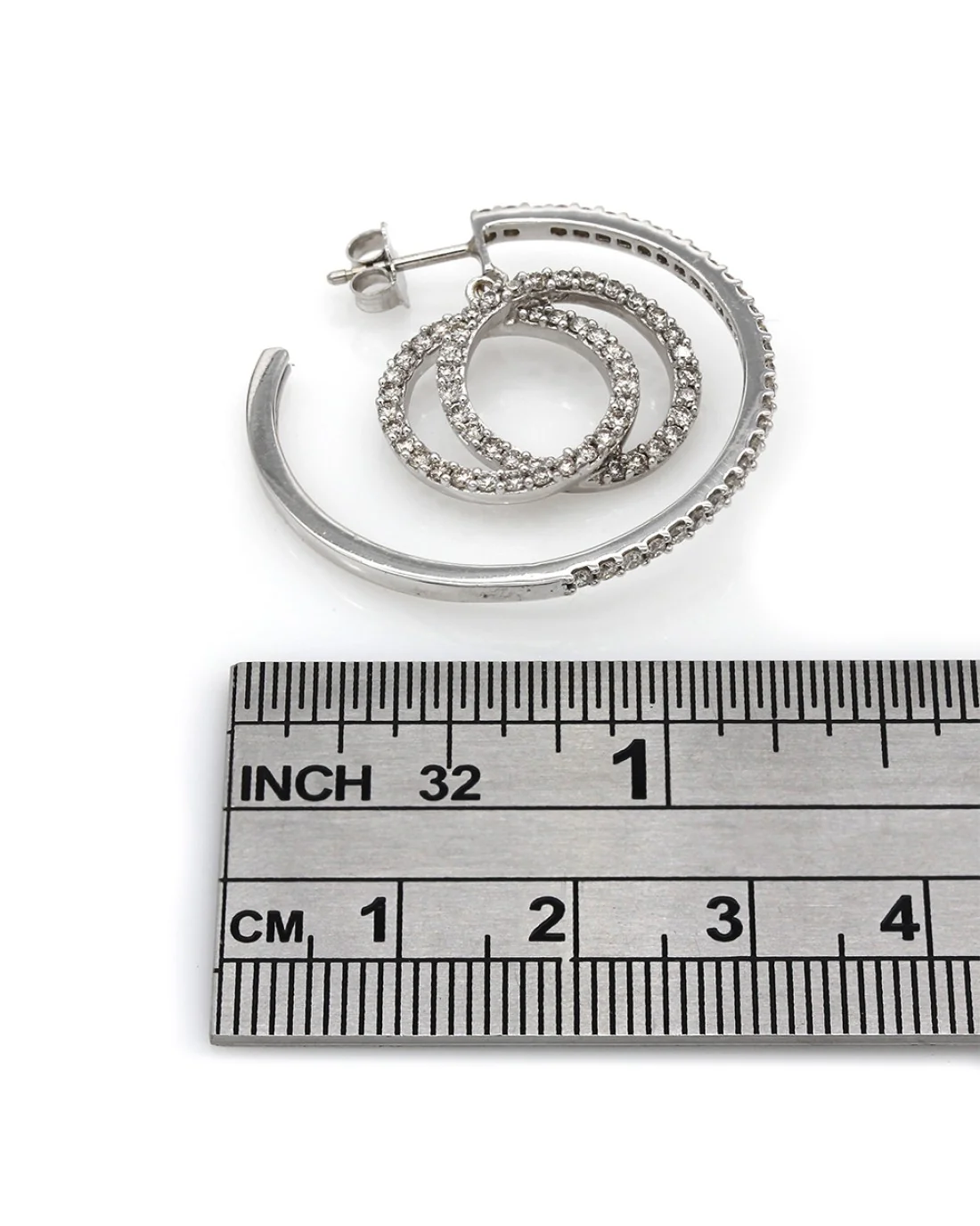 Diamond Pave Hoop Earrings in Gold - Image 3