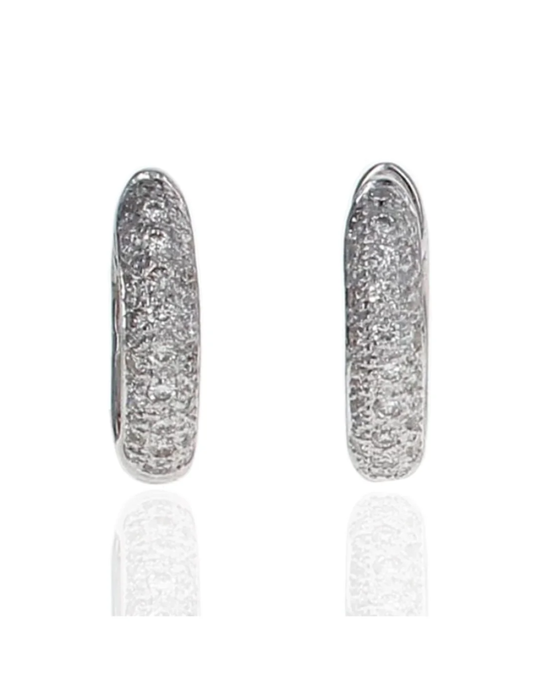 Diamond Pave Huggie Earrings in Gold - Image 2