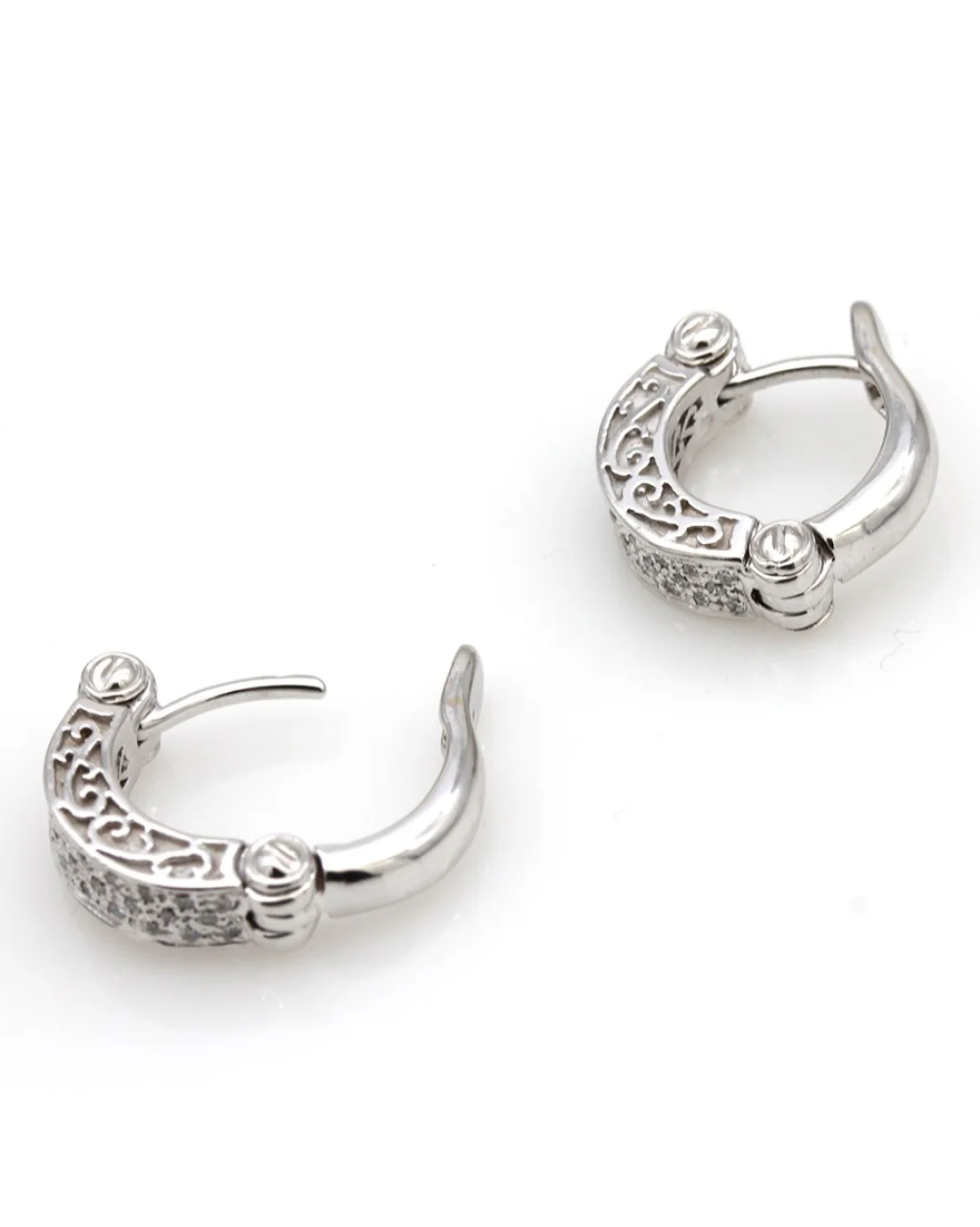 Diamond Pave Huggie Earrings in Gold - Image 2