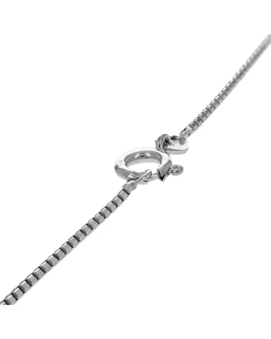 Diamond Pave Leaf Drop on Box Chain Necklace - Image 2