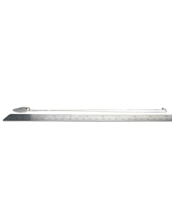 Diamond Pave Leaf Drop on Box Chain Necklace - Image 3