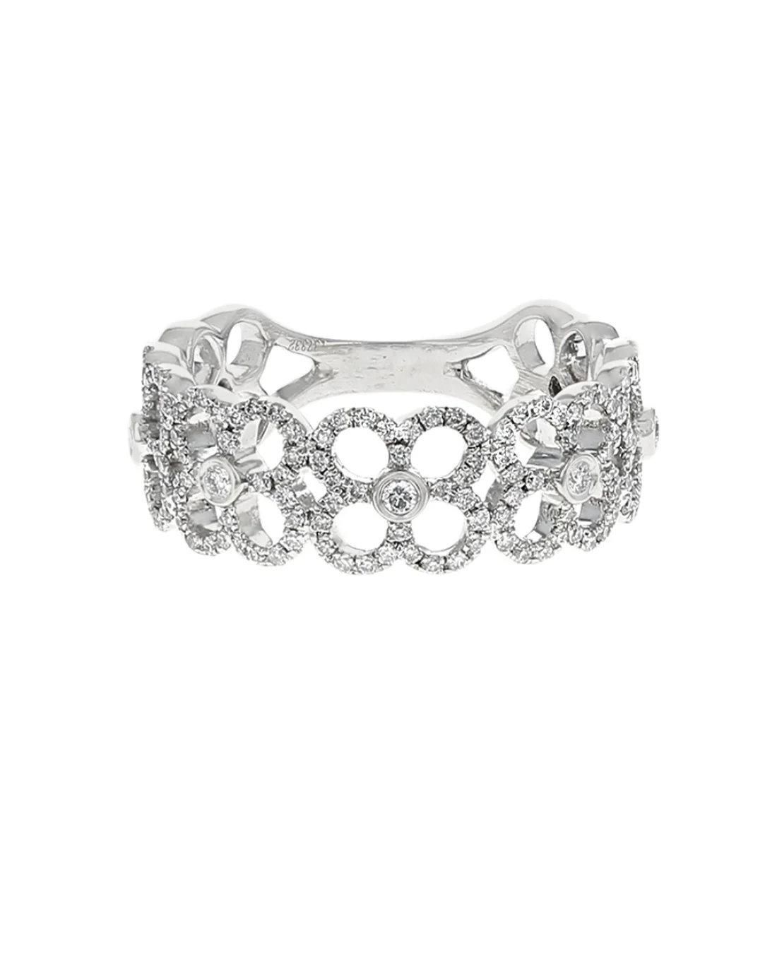 Diamond Pave Open Clover Motif Band - Image 2