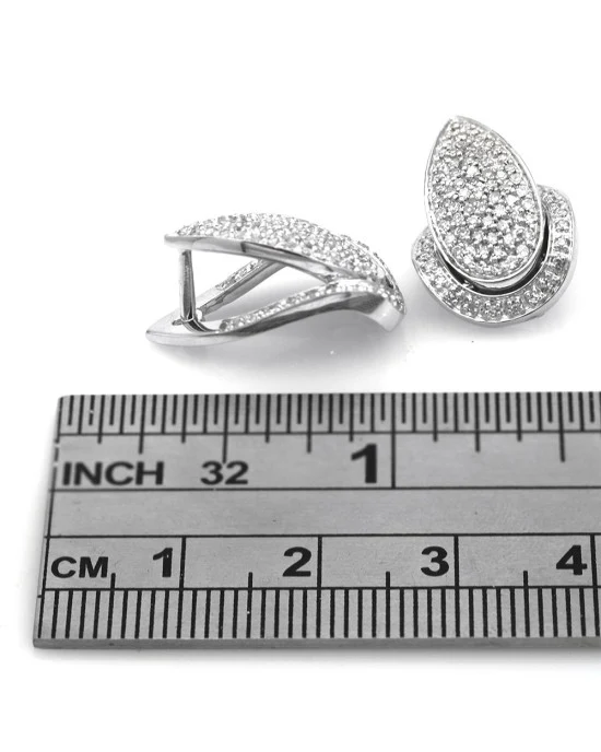 Diamond Pave Pear Shaped Earrings - Image 3