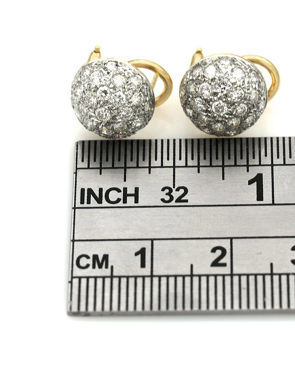 Diamond Pave Small Dome Earrings - Image 3