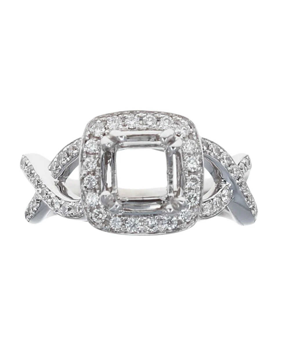 Diamond Pave Square Halo Semi Mount - Image 2