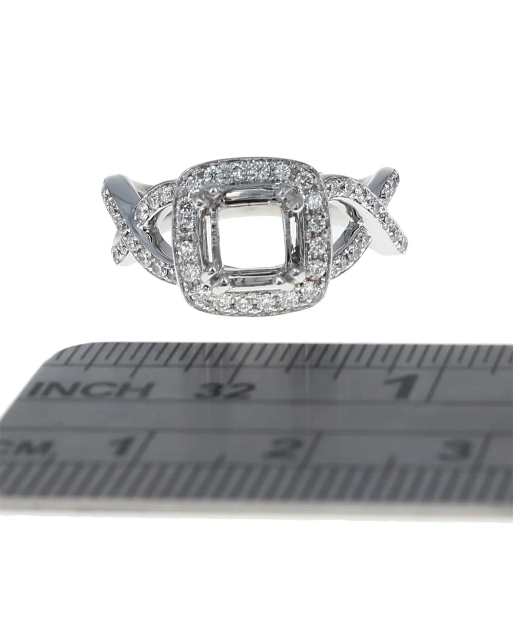 Diamond Pave Square Halo Semi Mount - Image 3