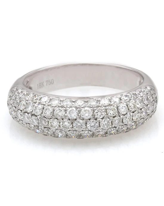 Diamond Pave Tapered Dome Ring in White Gold - Image 2