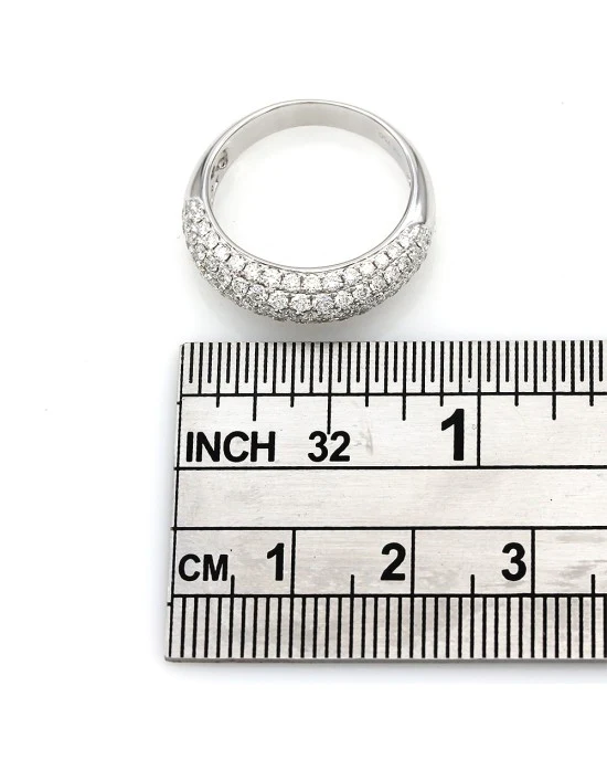 Diamond Pave Tapered Dome Ring in White Gold - Image 3