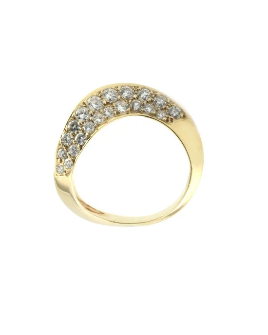 14K Yellow Gold Baguette & Round Diamond Wave Ring - Image 5