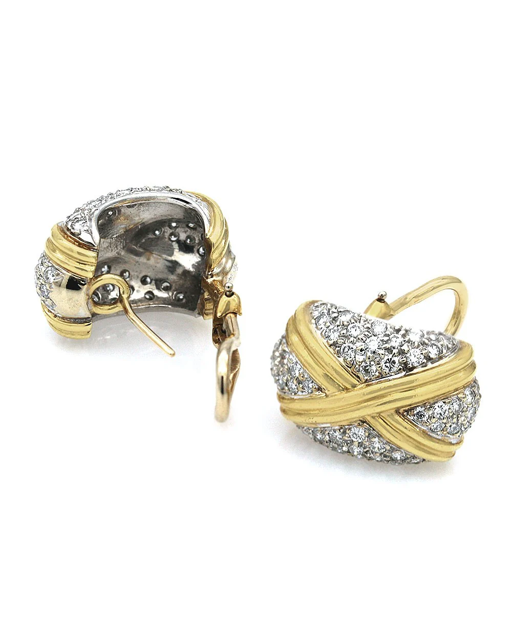 Diamond Pave X Curved Earrings - Image 2