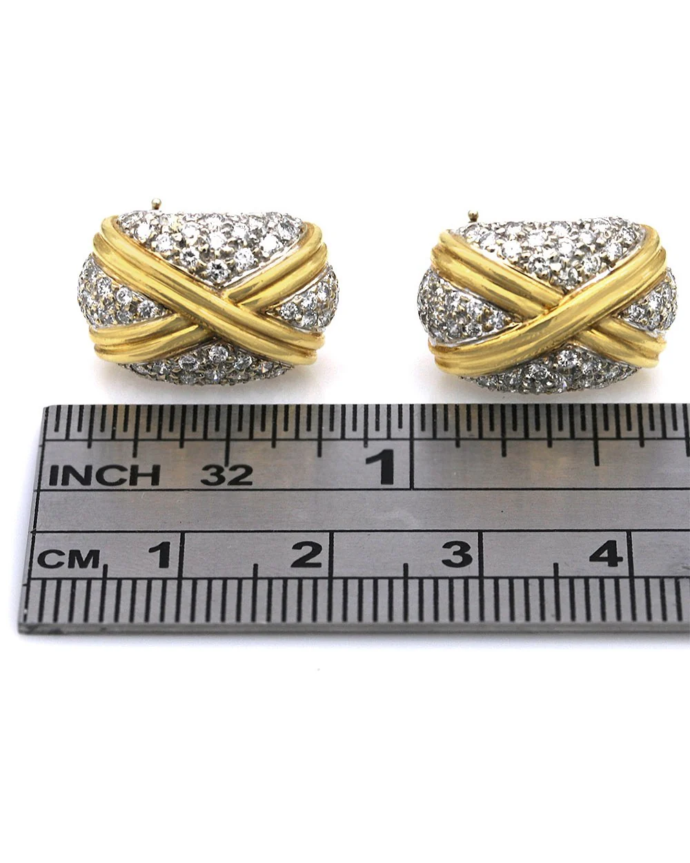 Diamond Pave X Curved Earrings - Image 3