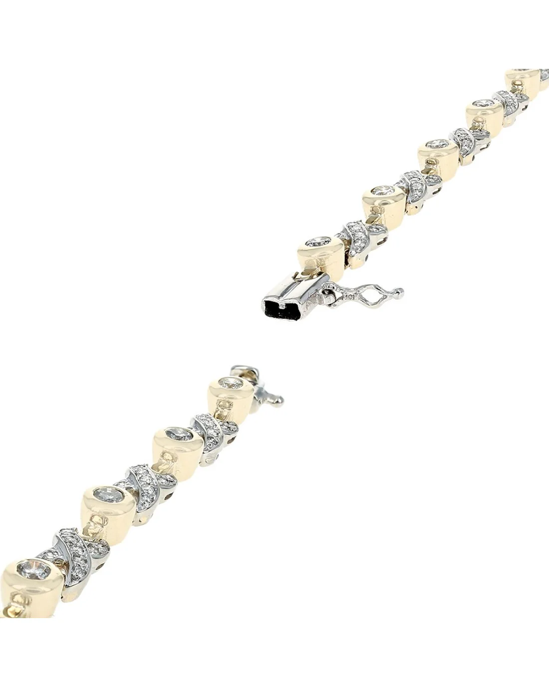 Diamond Pave X Link Inline Braclet in Gold - Image 2