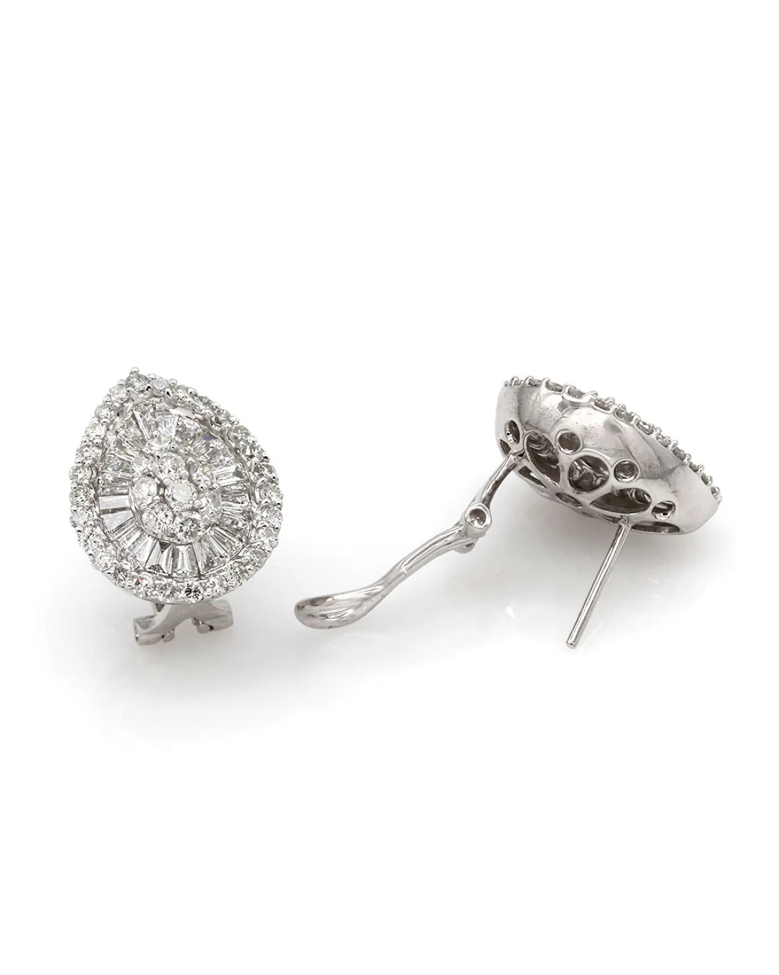Diamond Pear Shape Earrings in Gold - Image 2