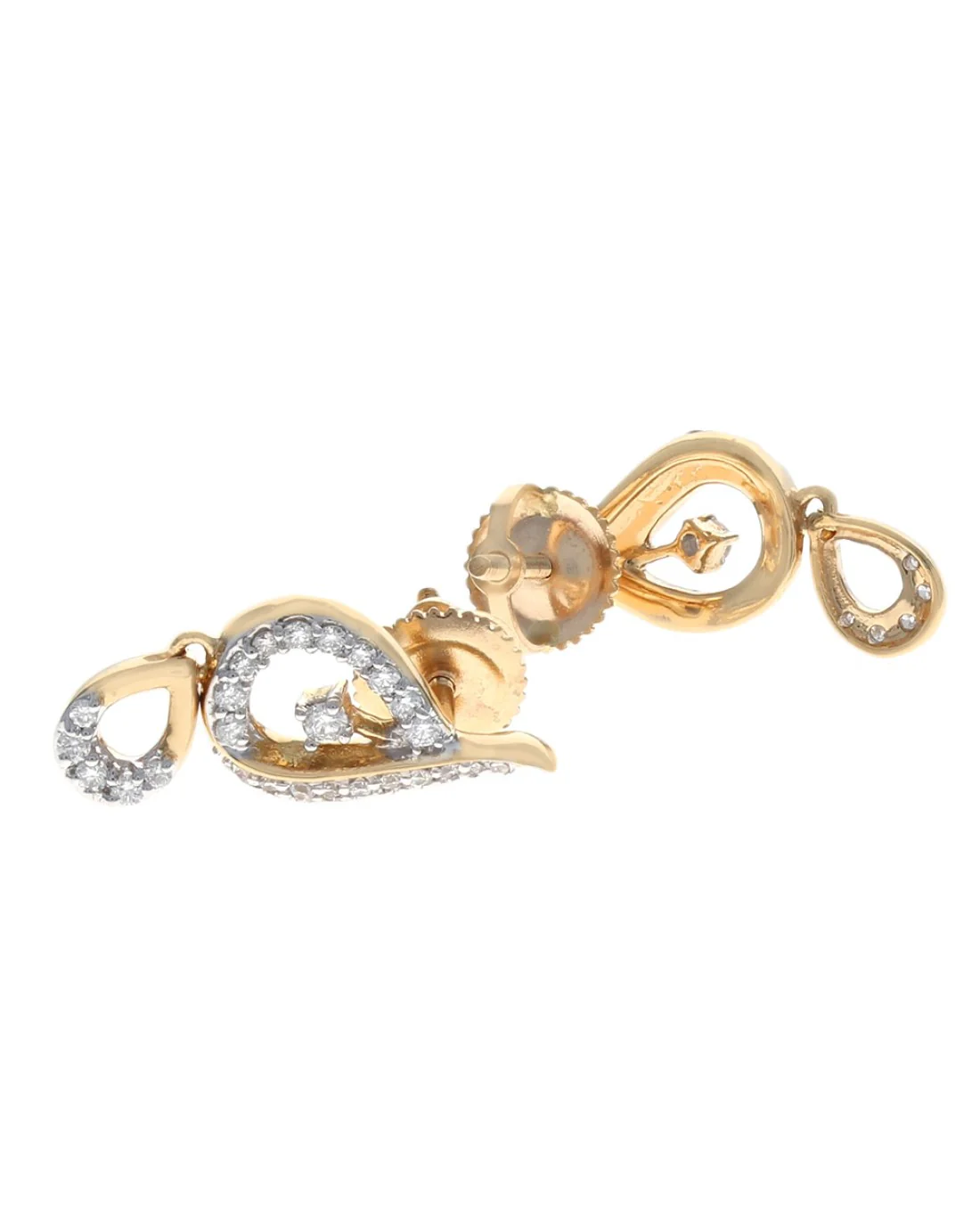 Diamond Pear Shape Screwback Drop Earrings - Image 2