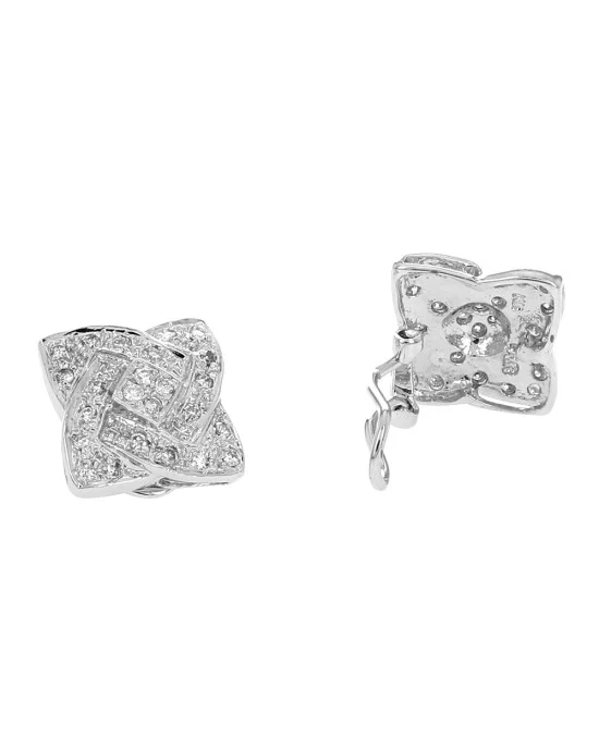 Diamond Quatrefoil Earrings in White Gold - Image 2