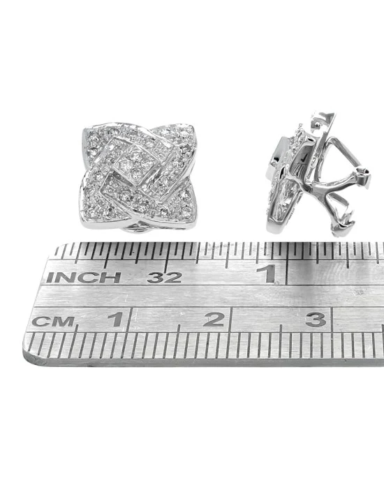 Diamond Quatrefoil Earrings in White Gold - Image 3