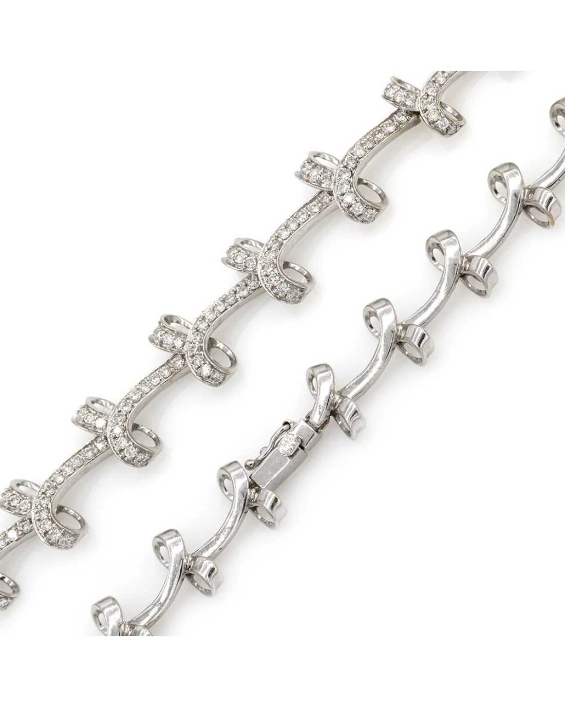 Diamond Ribbon Link Necklace in Gold - Image 2