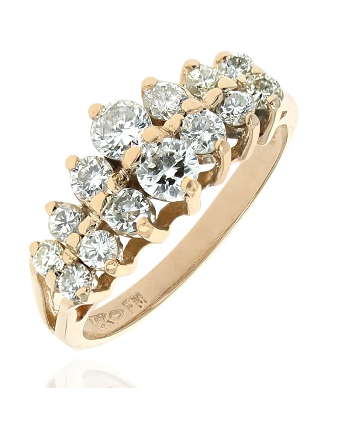 Diamond Rooftop Ring in Yellow Gold