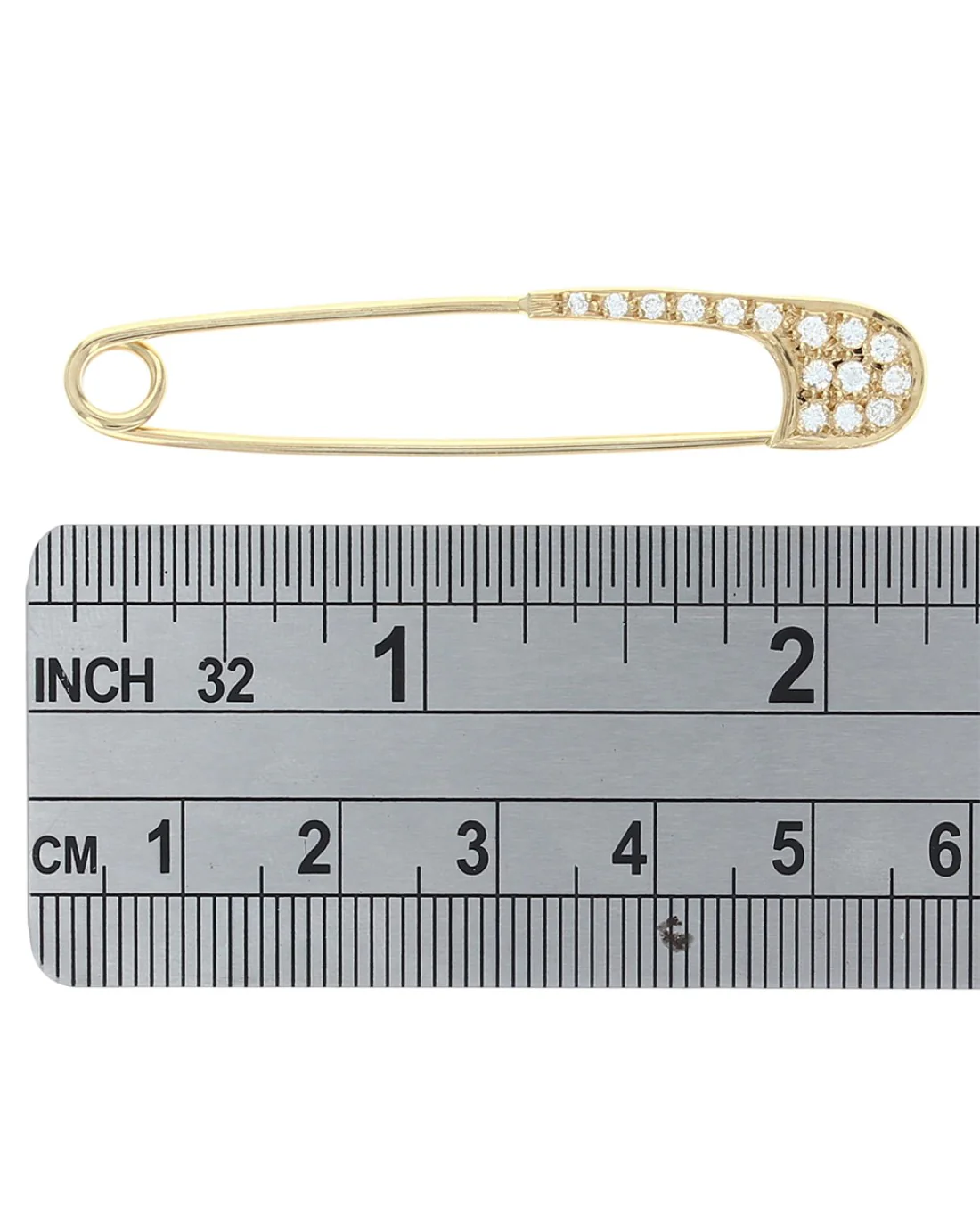 Diamond Safety Pin Brooch in Gold - Image 3