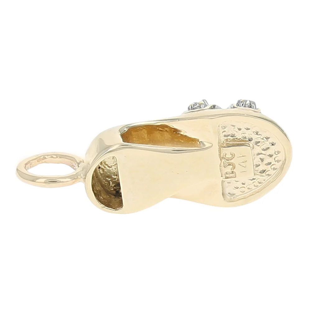 Diamond Sandal Pendant in White and Yellow Gold - Image 3