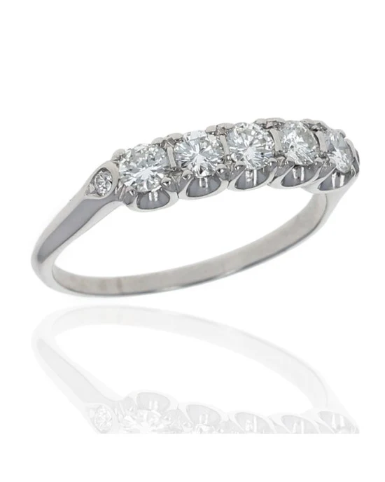Diamond Scalloped Edge Ring in Platinum