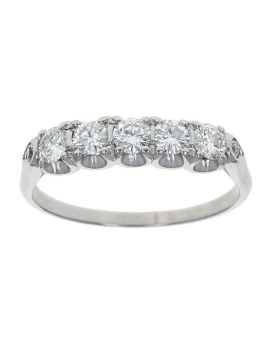 Diamond Scalloped Edge Ring in Platinum - Image 2