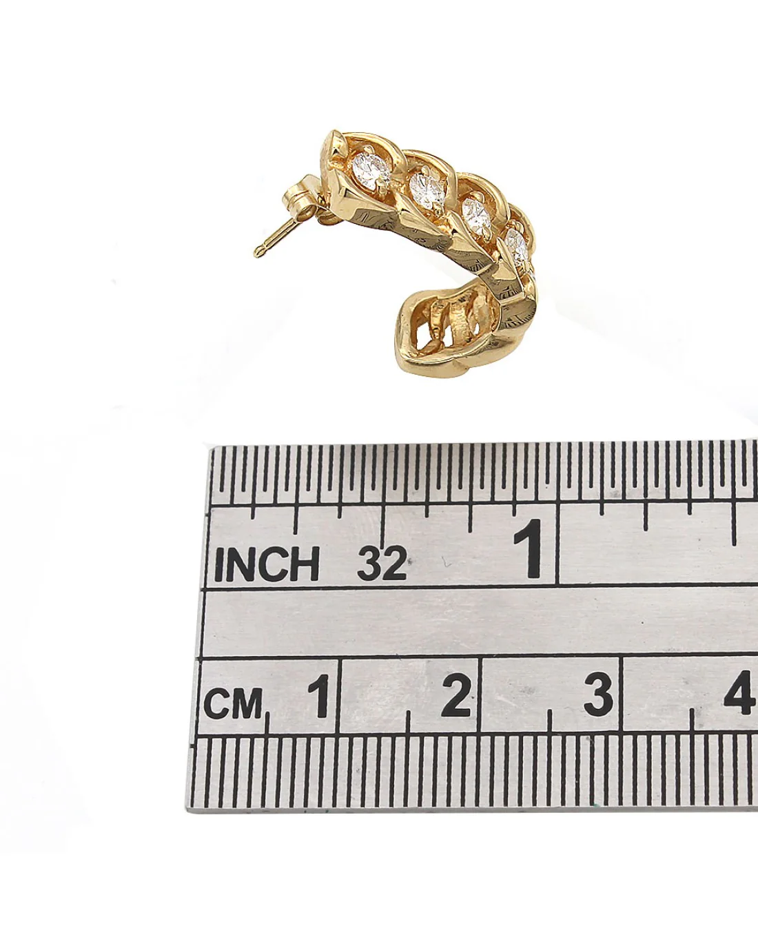 Diamond Scalloped J Earrings - Image 2