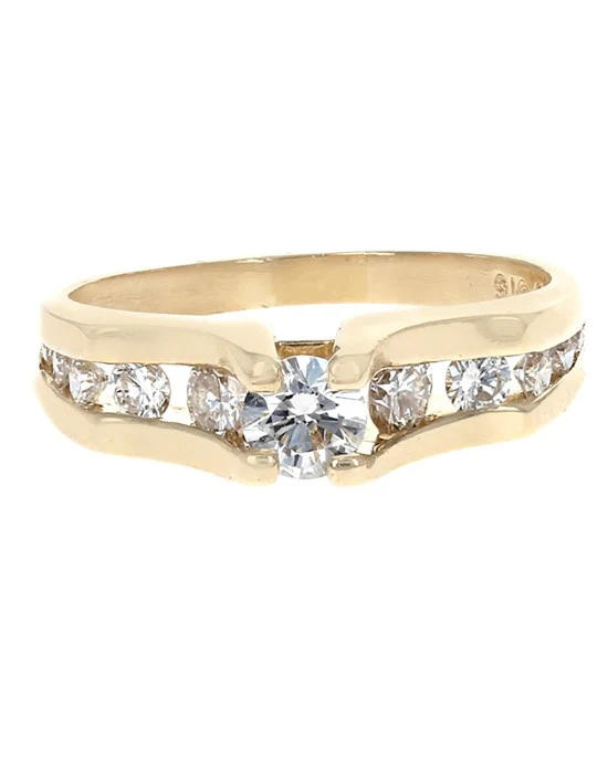 Diamond Scooped Cathedral Engagement Ring in Yellow Gold - Image 2