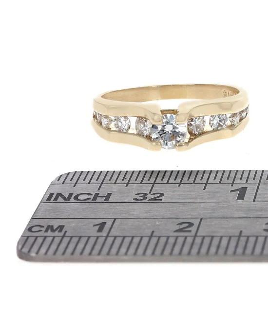 Diamond Scooped Cathedral Engagement Ring in Yellow Gold - Image 3