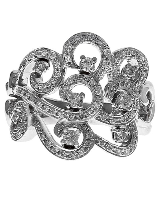 Diamond Scroll Swirl Ring in Gold - Image 2
