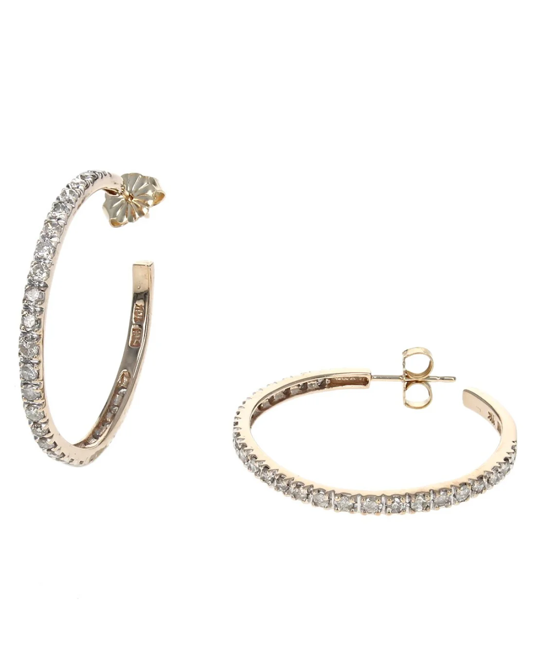 Diamond Semi Hoop Earrings in Yellow Gold - Image 2