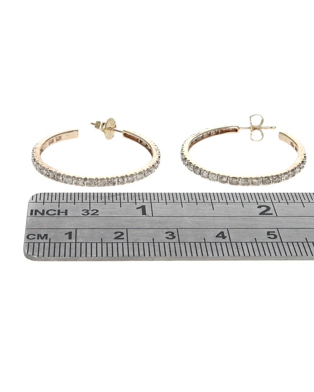 Diamond Semi Hoop Earrings in Yellow Gold - Image 3