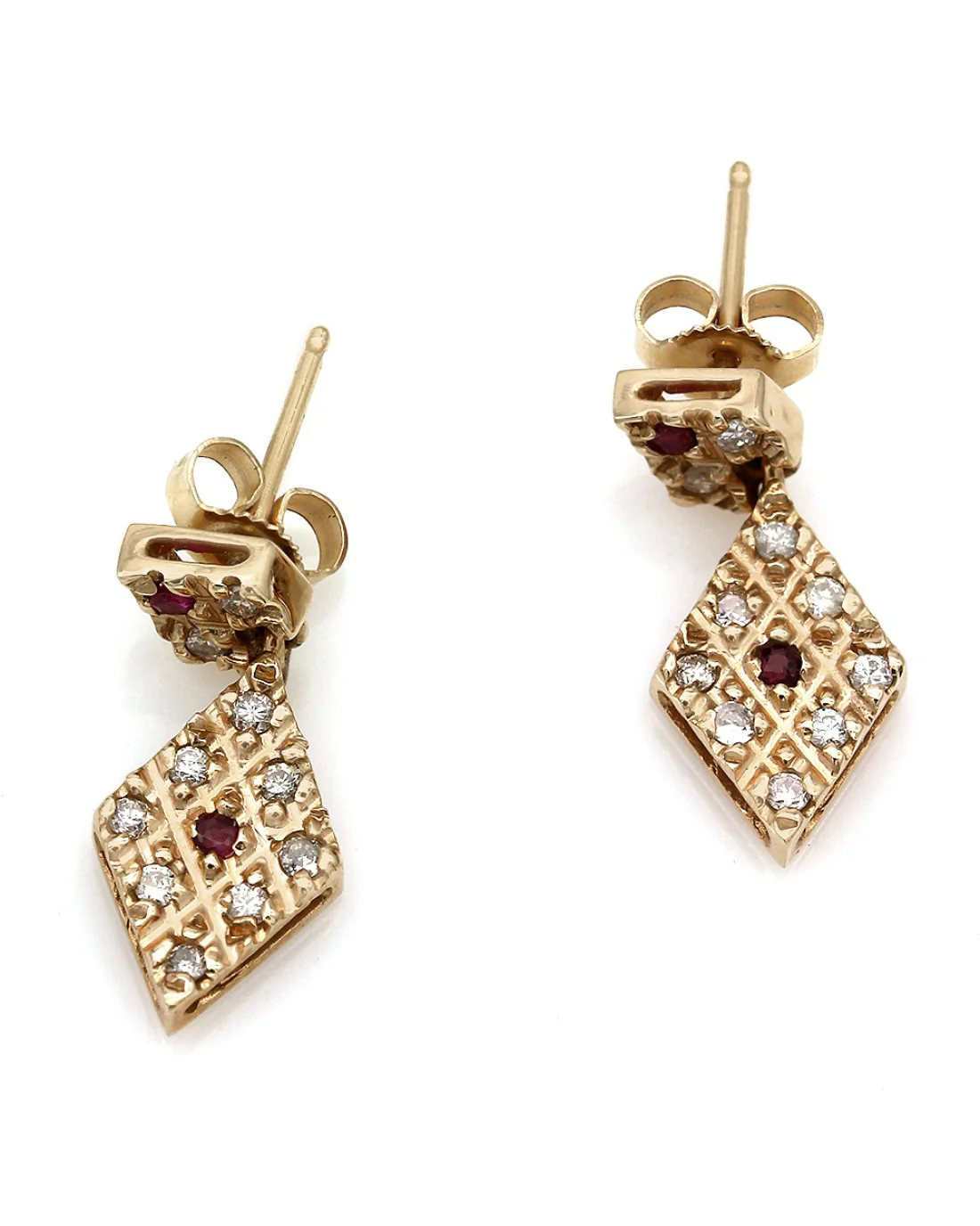 Diamond Shape Diamond and Ruby Drops - Image 2