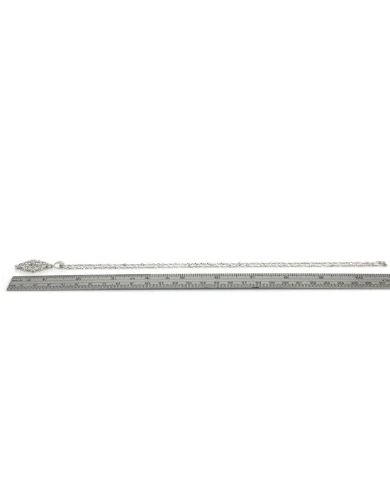 Diamond Shaped Cut Out Diamond Pendant on Cable Chain Necklace - Image 3