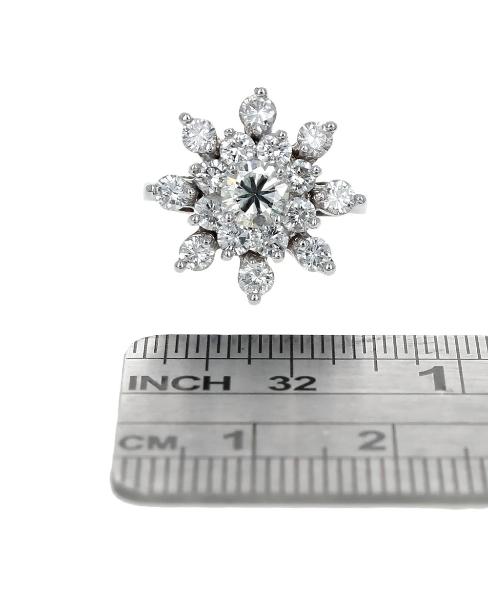Diamond Snowflake Cluster Ring in White Gold - Image 3