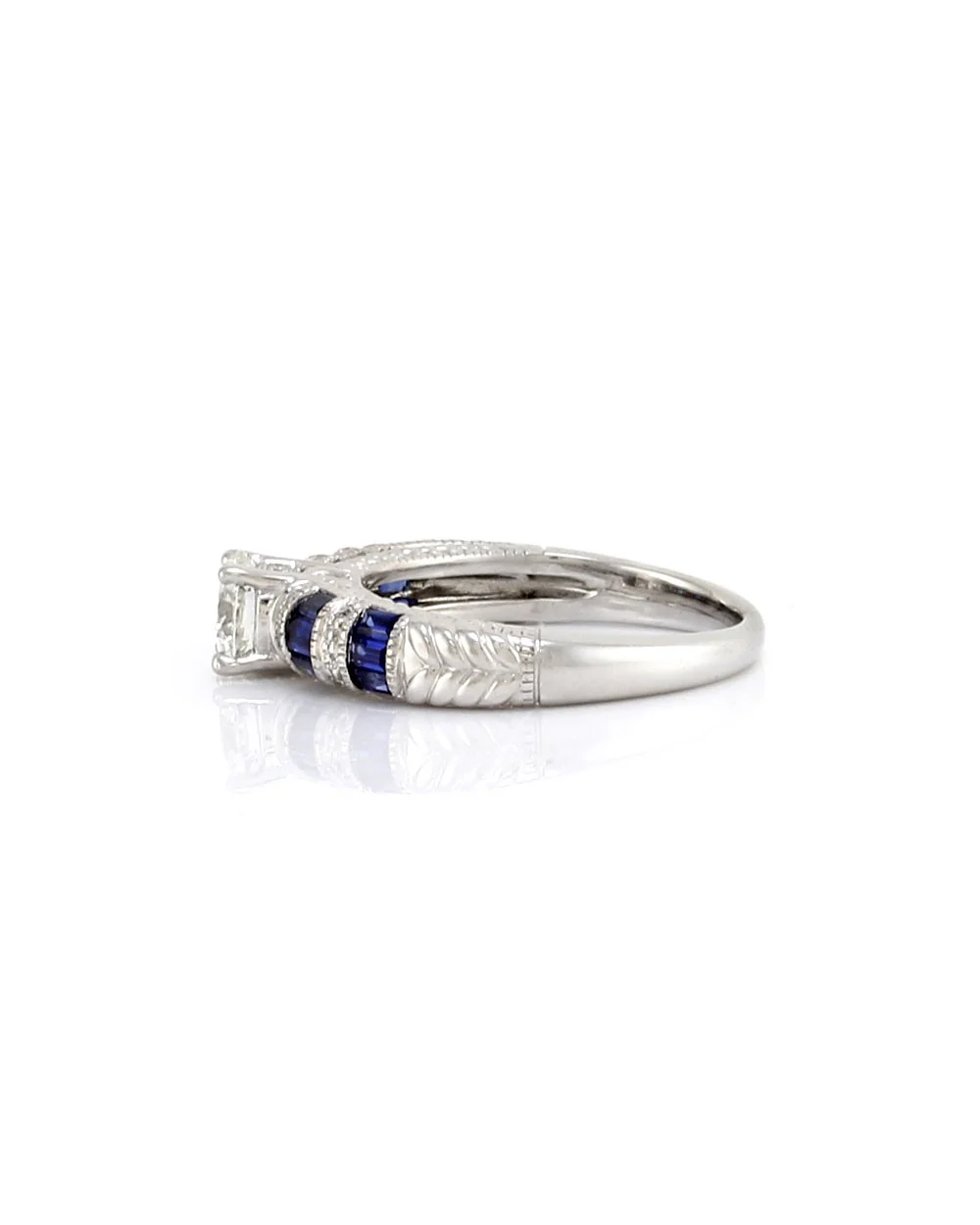Diamond Solitaire and Alternating Diamond and Sapphire Ring - Image 4