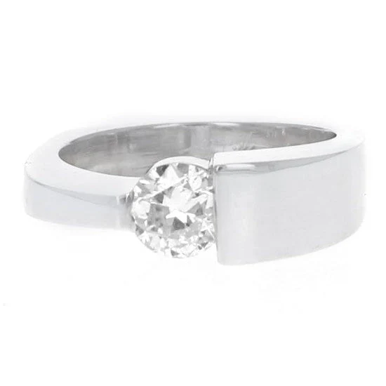 14K White Gold Diamond Solitaire Contemporary Ring - Image 2