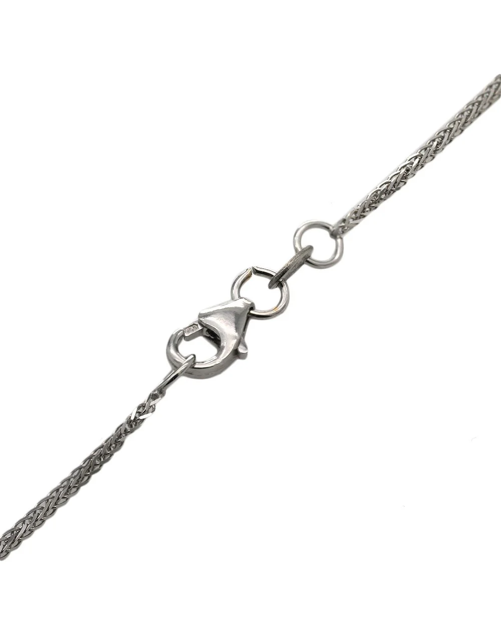 Diamond Solitaire Drop on Wheat Chain Necklace - Image 2