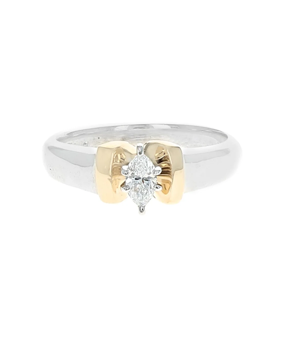 Diamond Solitaire Engagement Ring in White and Yellow Gold - Image 2