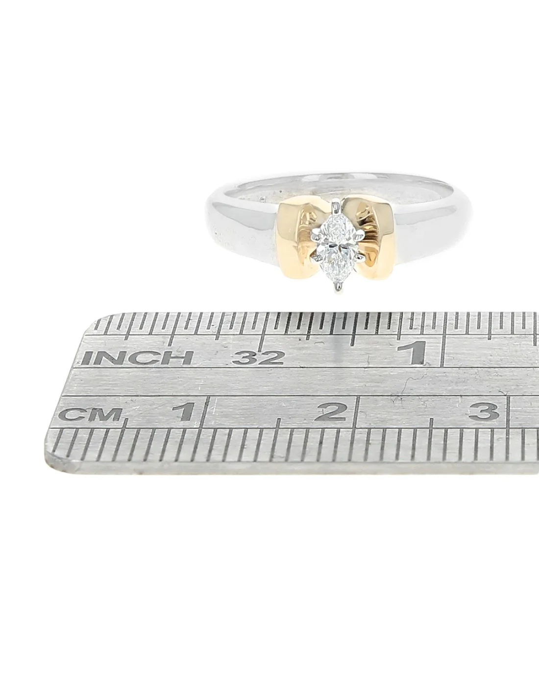 Diamond Solitaire Engagement Ring in White and Yellow Gold - Image 3