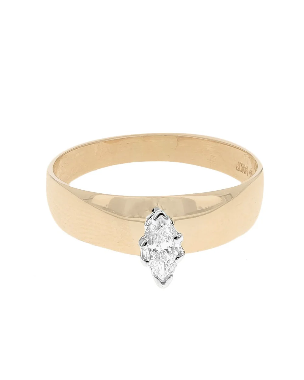 Diamond Solitaire Engagement Ring in White and Yellow Gold - Image 2