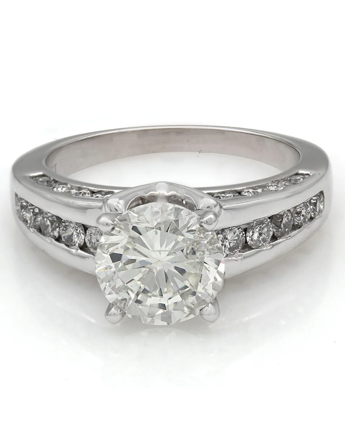 Diamond Solitaire Engagement Ring with Channel Set Side Diamonds - Image 2
