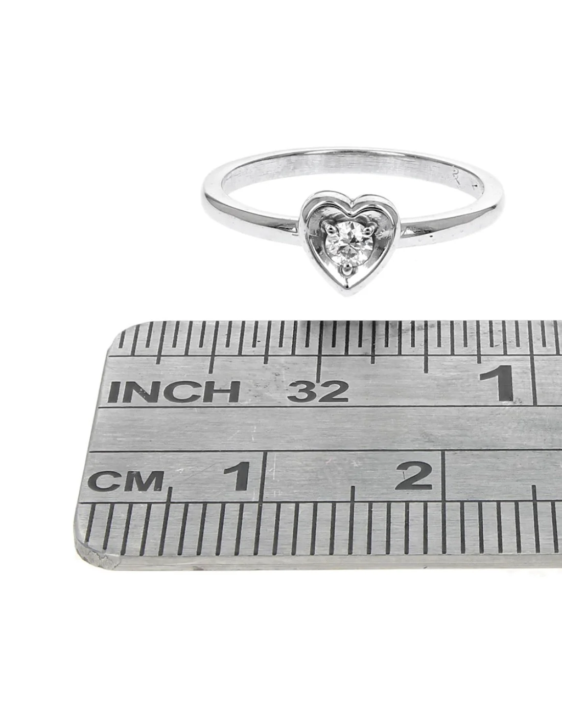 Diamond Solitaire Heart Shaped Ring in White Gold - Image 3