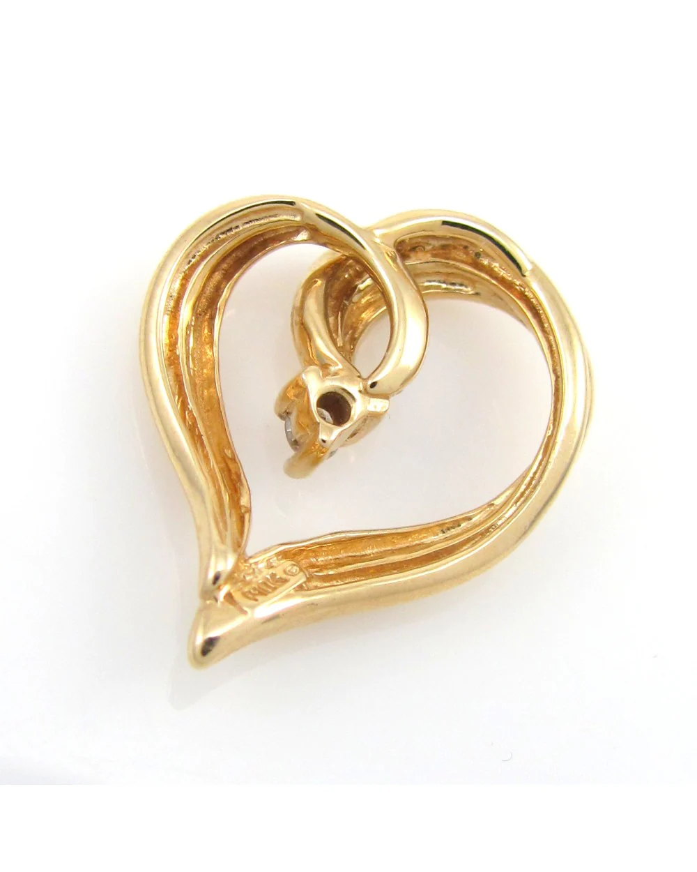 Diamond Solitaire Open Heart Pendant - Image 2
