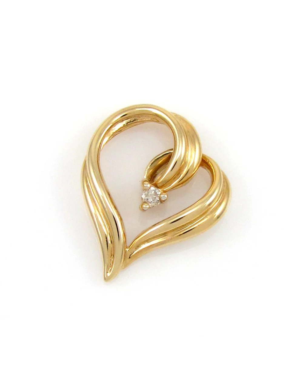 Diamond Solitaire Open Heart Pendant - Image 3