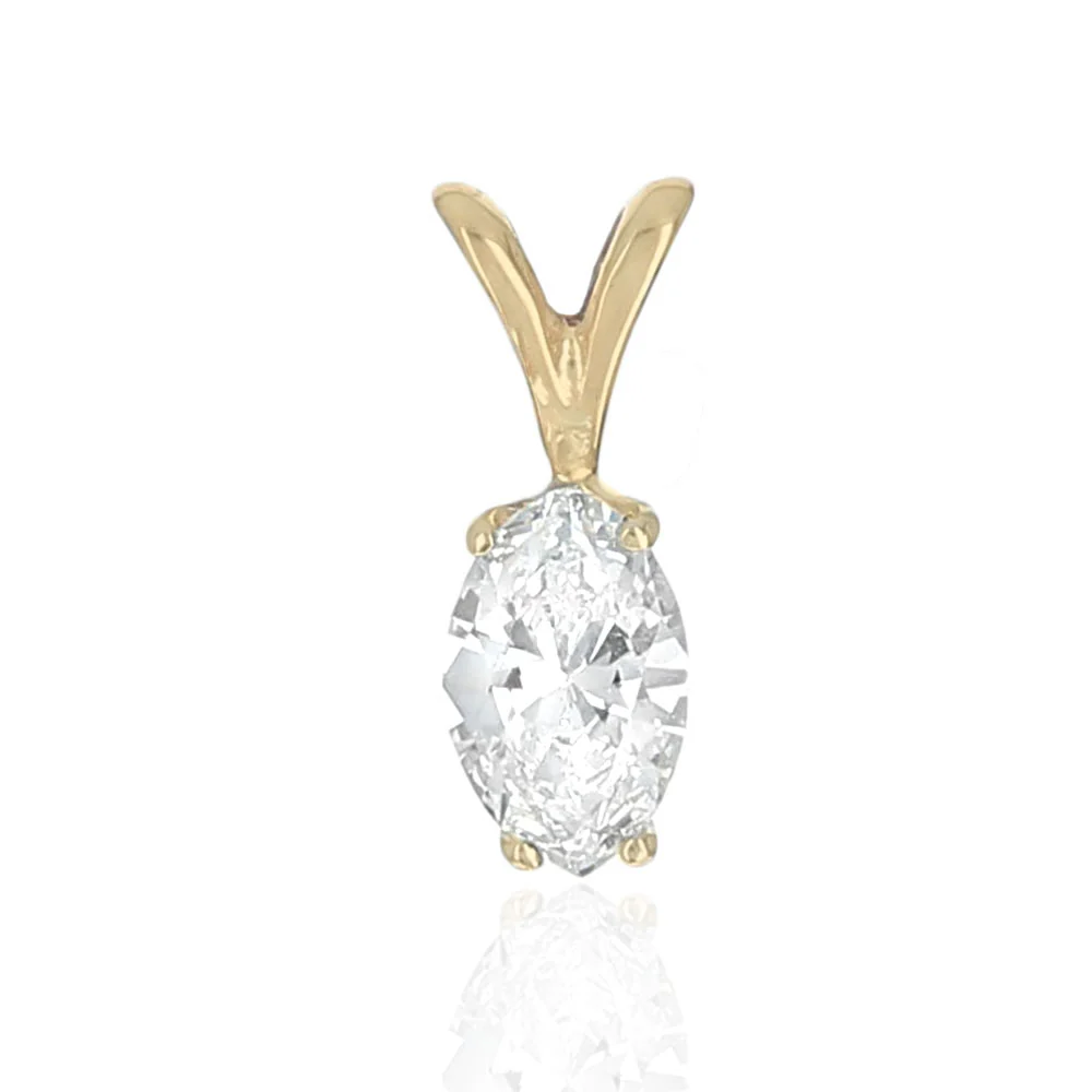 Diamond Solitaire Pendant in White and Yellow Gold