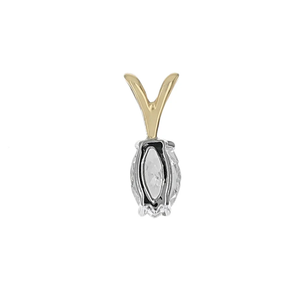 Diamond Solitaire Pendant in White and Yellow Gold - Image 2