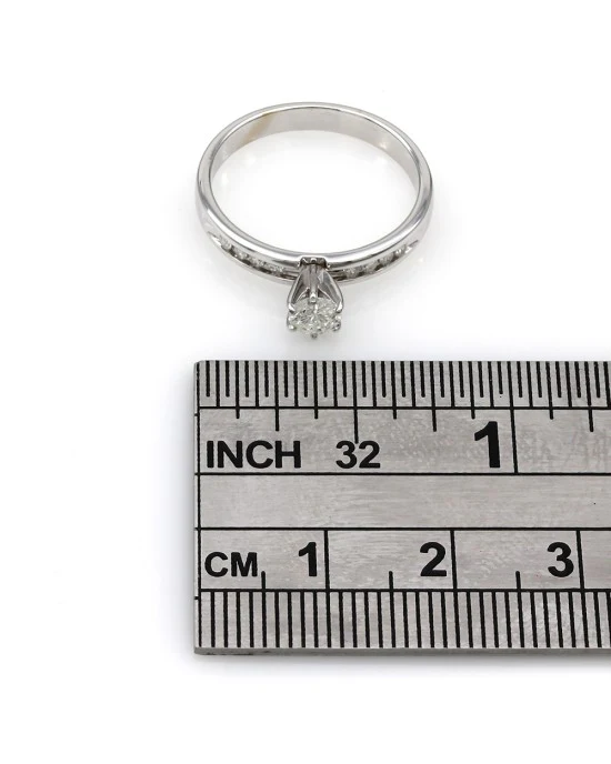 Diamond Solitaire Ring with Diamond Accents - Image 3